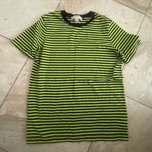 Michael Kors Striped yellow neon and Black T-Shirt size small 60% cotton 40%poly